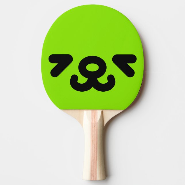 Pala De Ping Pong Cara de cachorro feliz verde (Anverso)