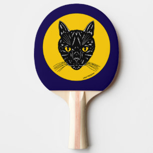 Pala De Ping Pong Cara de Gato Negro