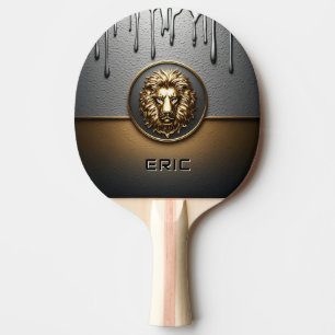 Pala De Ping Pong Cara de León Dorado con Metal Goteante 🦁