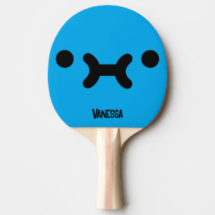 Pala De Ping Pong Cara de Malhumor Adorable Azul con Nombre