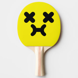 Pala De Ping Pong Cara de Malhumor Aturdida Amarillo
