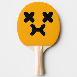 Pala De Ping Pong Cara de Malhumor Aturdida Naranja