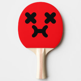 Pala De Ping Pong Cara de Malhumor Aturdida Rojo