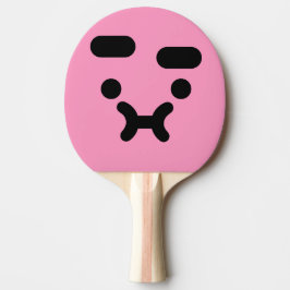 Pala De Ping Pong Cara de Malhumor Confundida y Adorable Rosa Claro