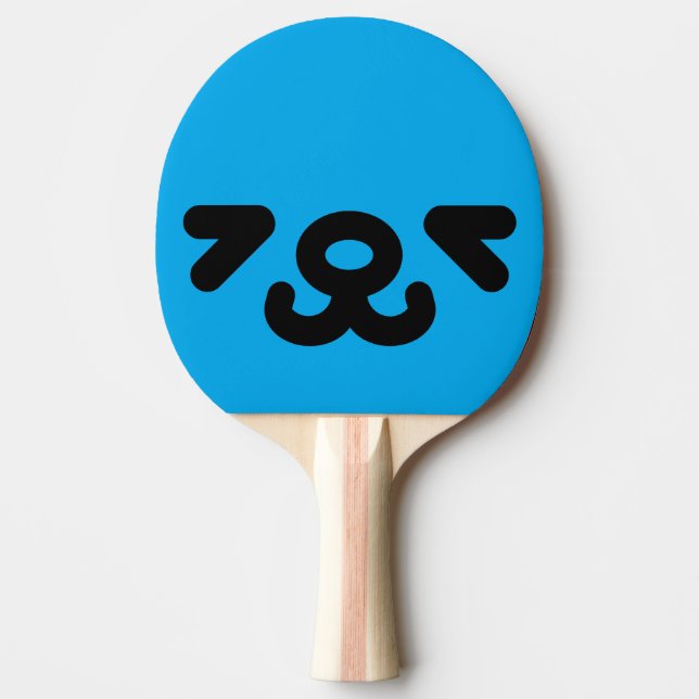 Pala De Ping Pong Cara de Perrito Feliz Azul (Anverso)