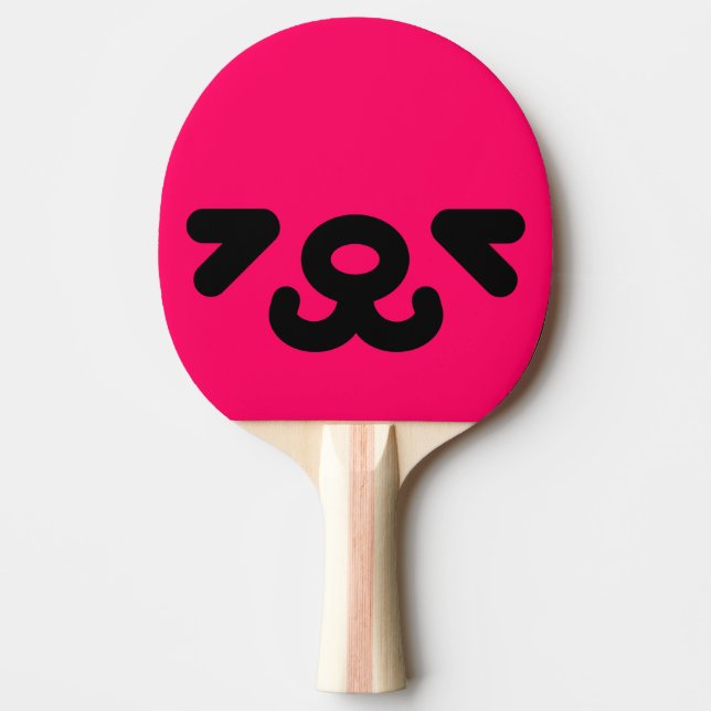 Pala De Ping Pong Cara de Perrito Feliz Rosa (Anverso)