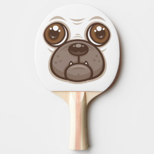 Pala De Ping Pong Cara de perro pug de dibujos animados