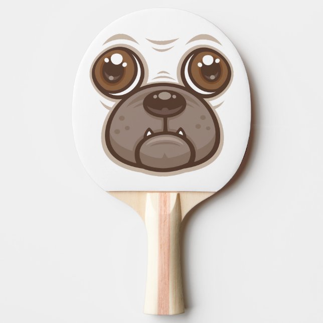 Pala De Ping Pong Cara de perro pug de dibujos animados (Anverso)