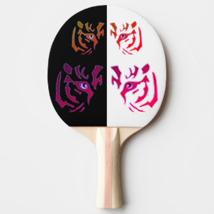 Pala De Ping Pong Cara de tigre negra y blanca
