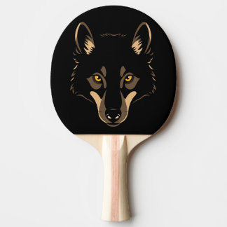 Pala de Ping Pong Cara de un Lobo Amenazante