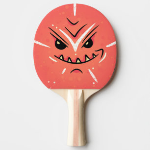 Pala De Ping Pong Cara divertida con sonrisa sonriente - Rojo