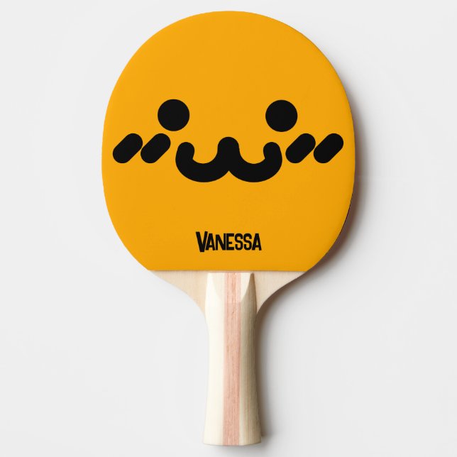 Pala De Ping Pong Cara Dulce Naranja con Nombre (Anverso)