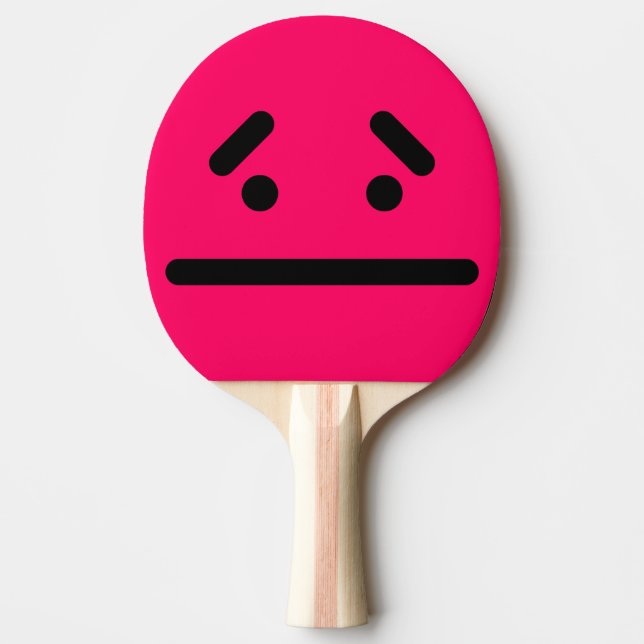 Pala De Ping Pong Cara en blanco triste rosa (Anverso)