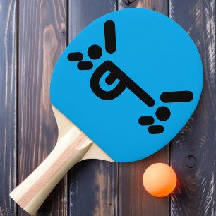 Pala De Ping Pong Cara Enojada Traviesa Paleta de Ping Pong Azul