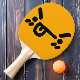 Pala De Ping Pong Cara Enojada Traviesa Remo de Ping Pong Naranja