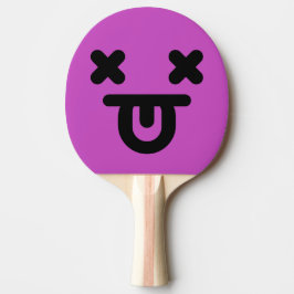 Pala De Ping Pong Cara Morada con Lengua Afuera Aturdida