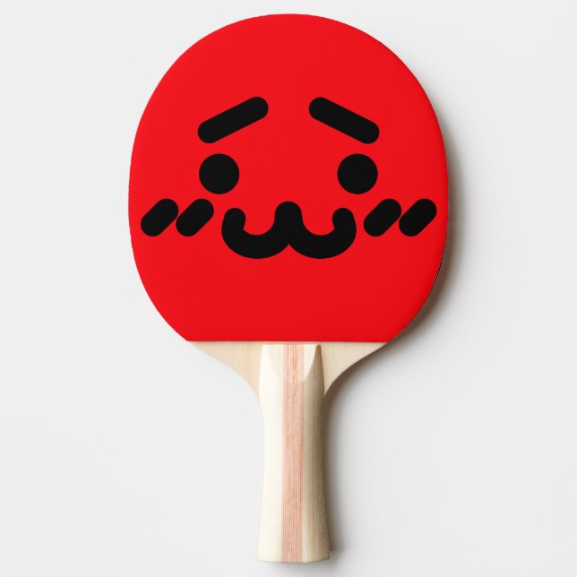 Pala De Ping Pong Cara roja linda y torpe (Anverso)