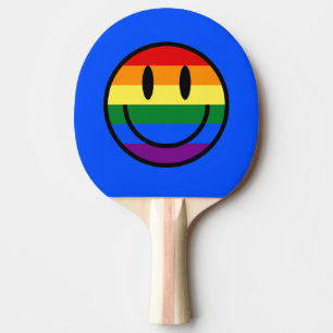 Pala De Ping Pong Cara sonriente arco iris