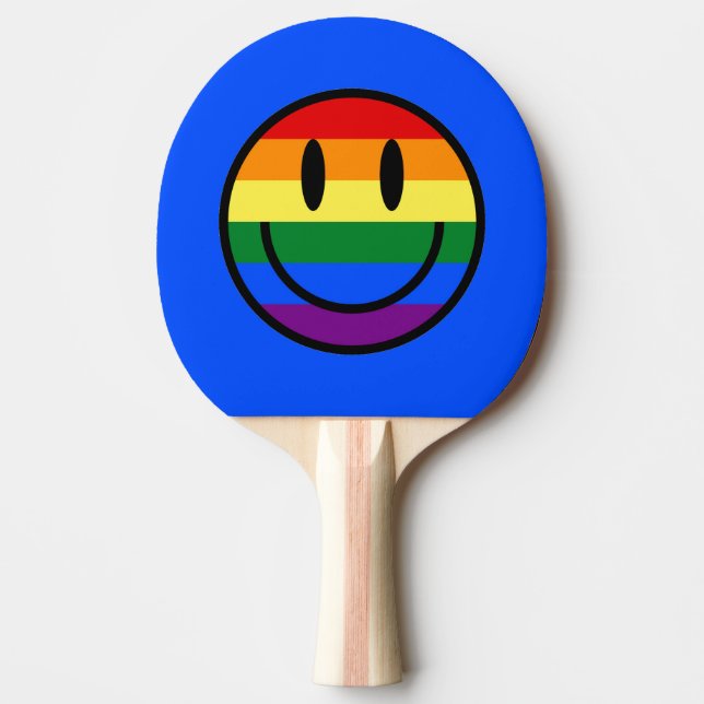 Pala De Ping Pong Cara sonriente arco iris (Anverso)