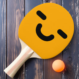 Pala De Ping Pong Cara Sonriente Complacida Remo de Ping Pong Naranj