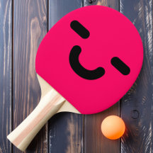 Cara Sonriente Complacida Remo de Ping Pong Rosa