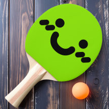 Cara Sonriente Linda Paleta de Ping Pong Verde