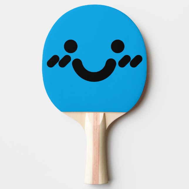 Pala De Ping Pong Cara Tímida Azul Adorable (Anverso)