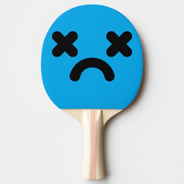 Pala De Ping Pong Cara Triste Aturdida Azul (Anverso)