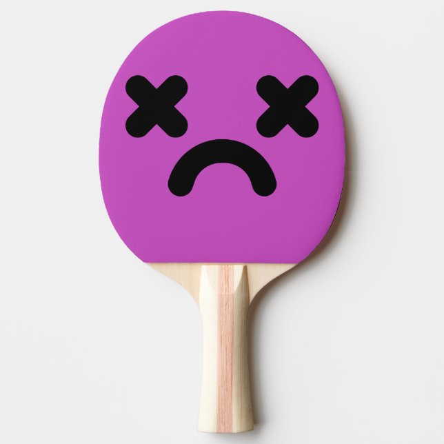 Pala De Ping Pong Cara triste aturdida morada  (Anverso)