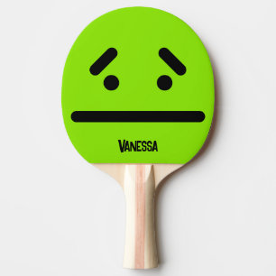 Pala De Ping Pong Cara Verde en Blanco Triste con Nombre