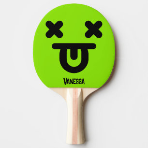 Pala De Ping Pong Cara Verde Lengua Afuera Aturdida con Nombre