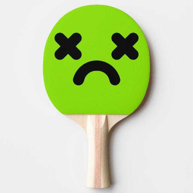 Pala De Ping Pong Cara Verde Triste Aturdida (Anverso)