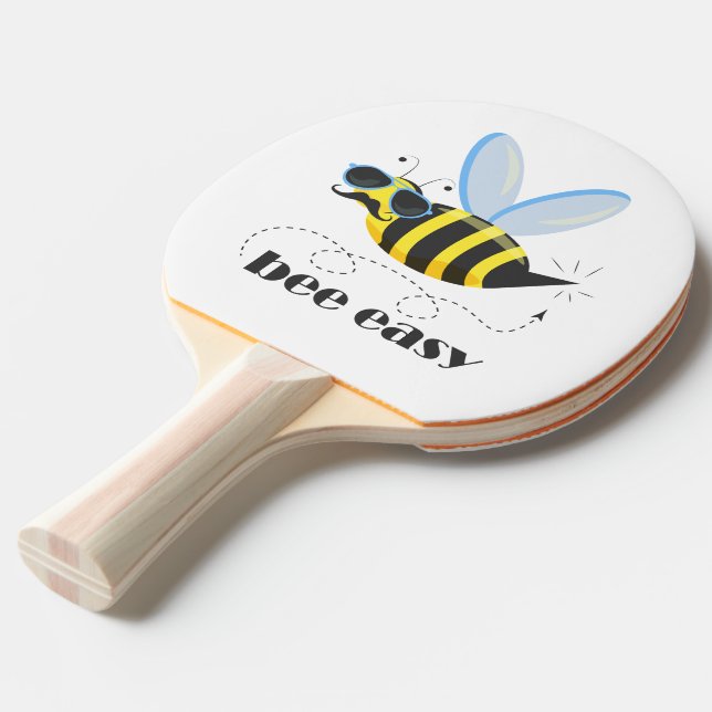Pala De Ping Pong Carácter de abeja con gafas de sol bigote Bee Fáci (Ángulo trasero)