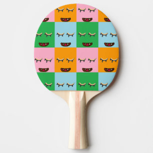 Pala De Ping Pong Caras de bloques de monstruo sonrientes