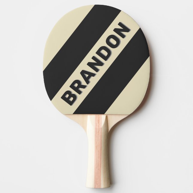 Pala De Ping Pong Carbón retro Tres bandas negrita con nombre (Anverso)