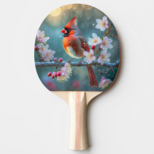 Pala De Ping Pong Cardenal masculino en flor de cerezo a la luz de l