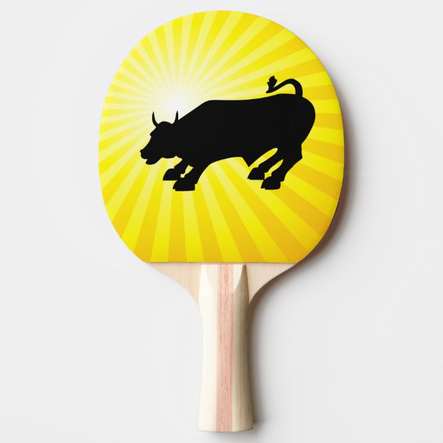 Pala De Ping Pong Cargando el toro negro de Wall Street (Anverso)