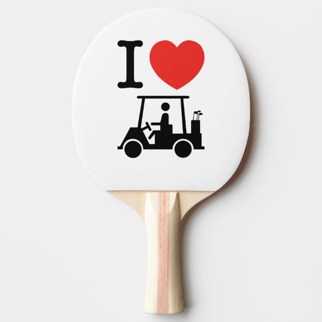 Pala De Ping Pong Carro de golf I Heart (Love) (Anverso)
