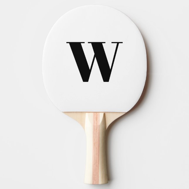 Pala De Ping Pong Carta inicial de personalizado blanco negro monogr (Anverso)
