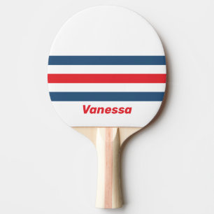 Pala De Ping Pong Cartero Nostálgico a través de franjas con nombre