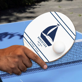 Pala De Ping Pong Casa de lago con nombre de familia náutico azul ma