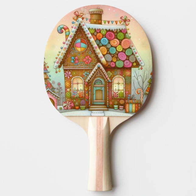 Pala De Ping Pong Casa de pan de jengibre, deliciosa (Anverso)