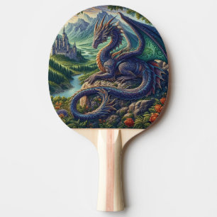 Pala De Ping Pong Castillo Dragón medieval colorido