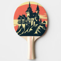 Castillo medieval de fantasía - Estilo Woodcut jap