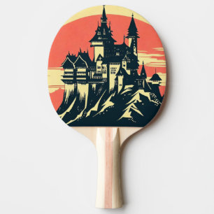 Pala De Ping Pong Castillo medieval de fantasía - Estilo Woodcut jap