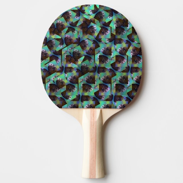 Pala De Ping Pong Cerdos de Guinea Marrones y Blancos, (Anverso)