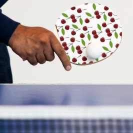 Pala De Ping Pong Cerezo Rojo, Patrón De Cerezas, Hojas, Fruta