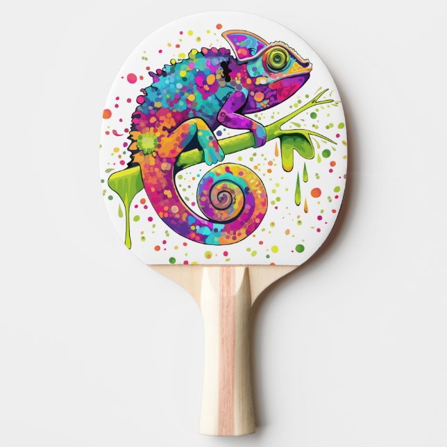 Pala De Ping Pong Chameleon Paint Stains Watercolor Style (Anverso)