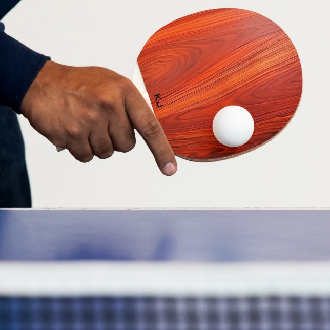 Pala De Ping Pong Cherry wood texture custom monogram. (in situ)