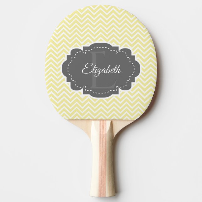 Pala De Ping Pong Chevron amarillo Personalizado Ping Pong Paddle (Anverso)